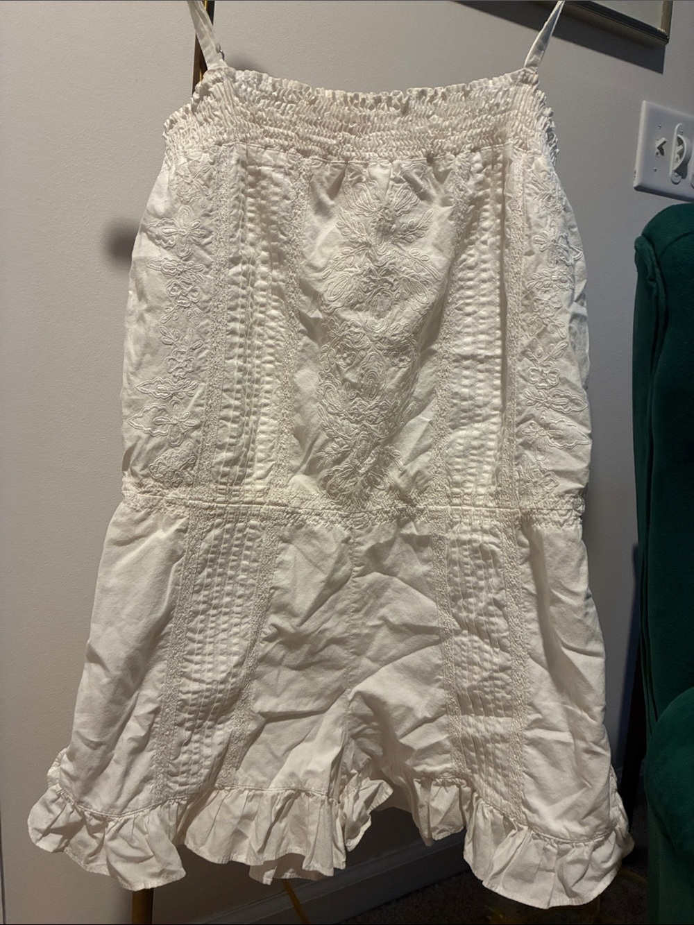 Chelsea & Violet White Embroidered Ruffle Hem A-Line Skirt